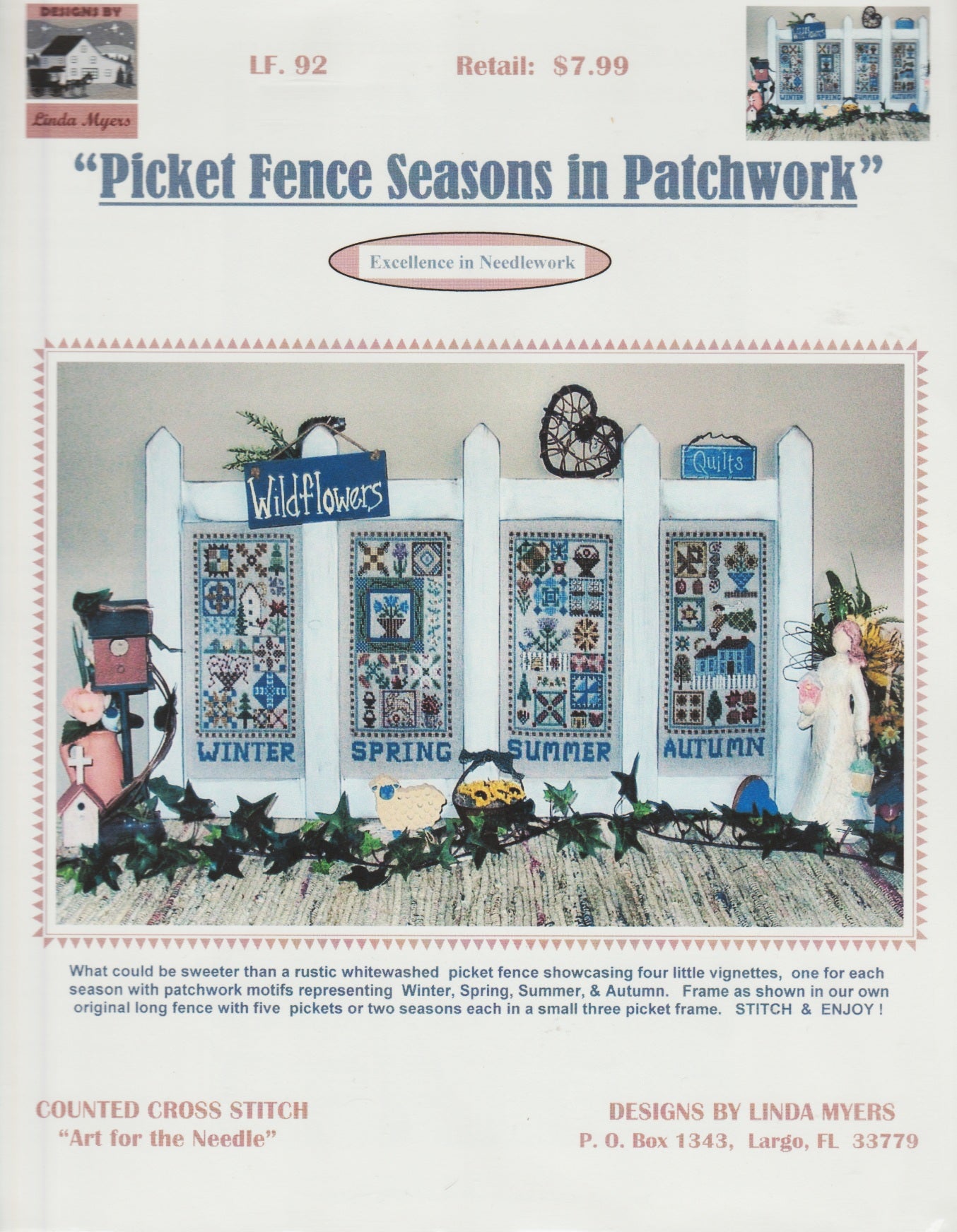 Linda Myers Picket Fence Seasons in Patchwork 92 cross stitch pattern