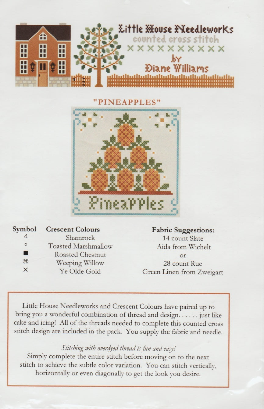 Little House Needleworks Pineapples cross stitch pattern