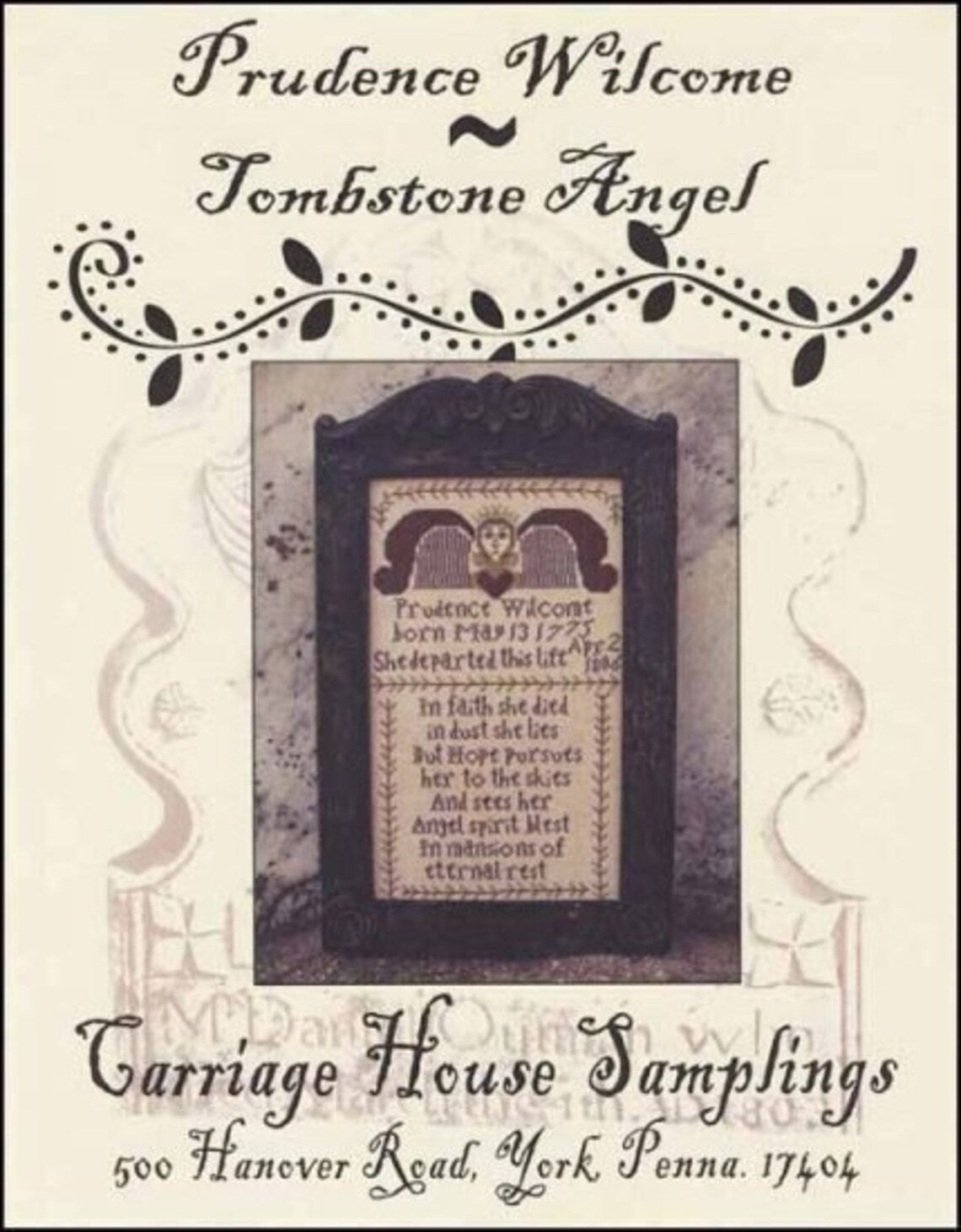 Carriage House Prudence Wilcome Tombstone Angel cross stitch pattern