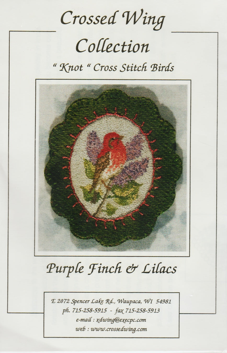 Crossed Wing Collection Purple Finch & Lilacs Punchneedle pattern