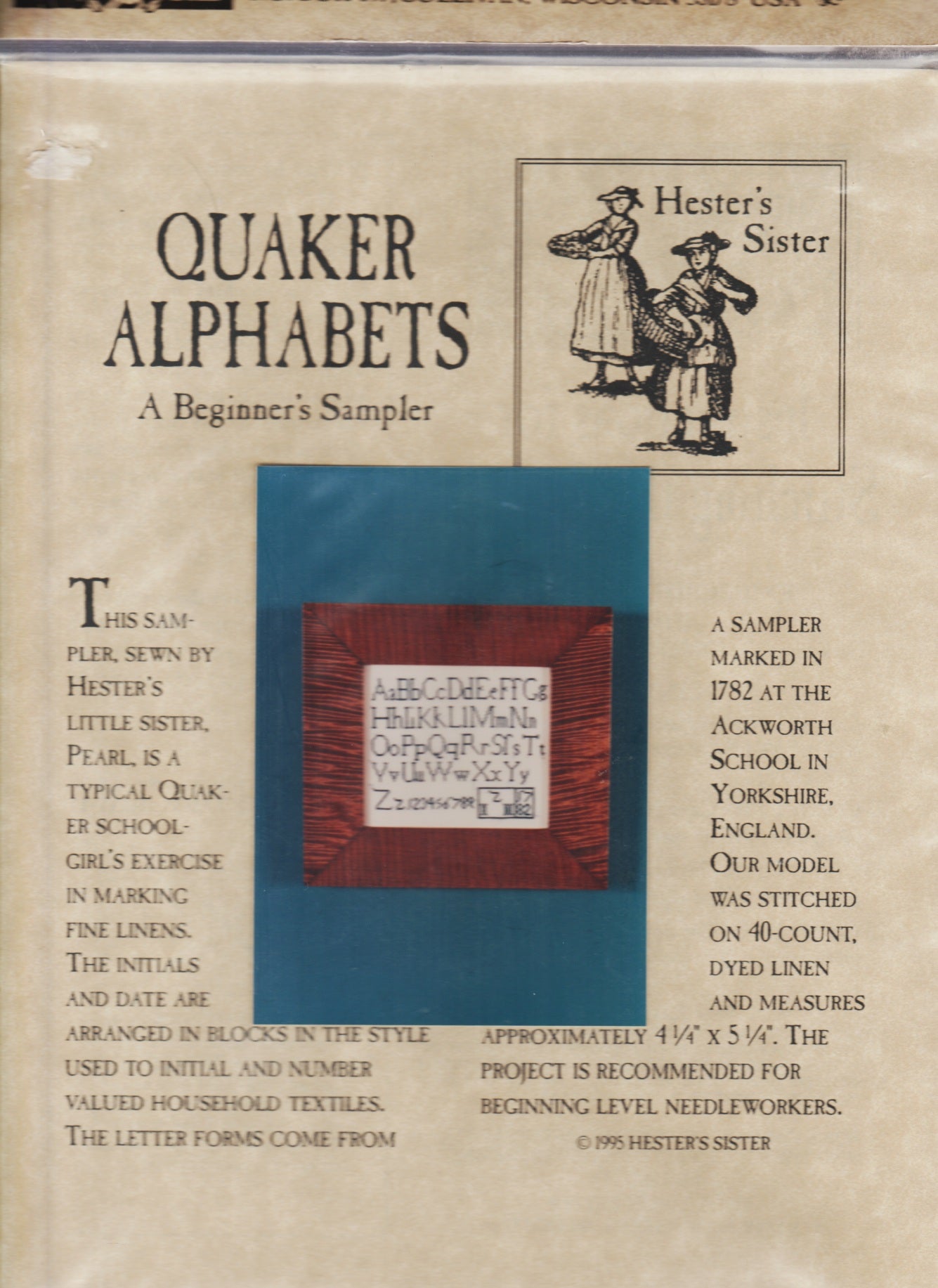 The Scarlet Letter Quaker Alphabets Hester's Sister cross stitch pattern