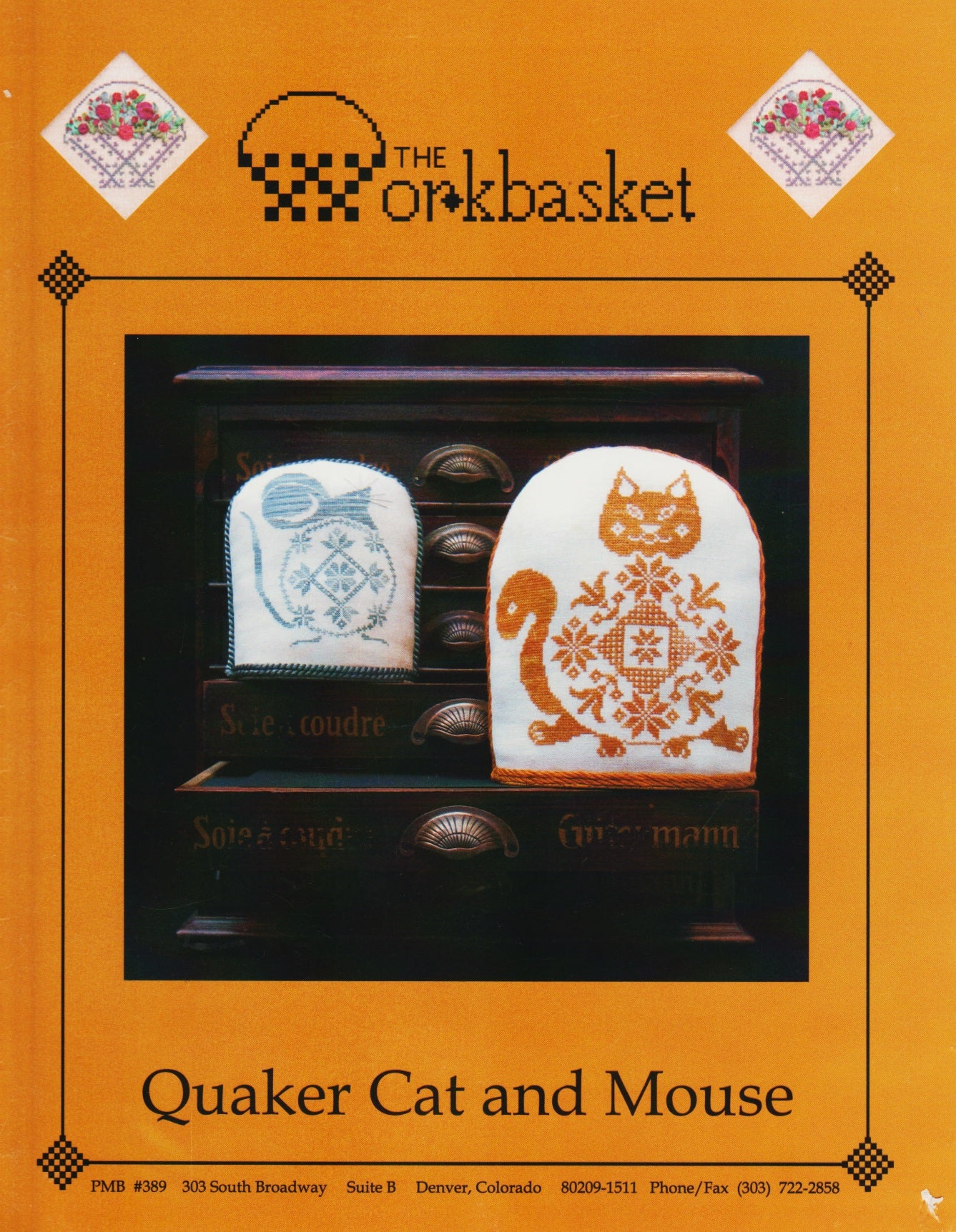 WorkBasket Quaker Cat, Mouse cross stitch pattern