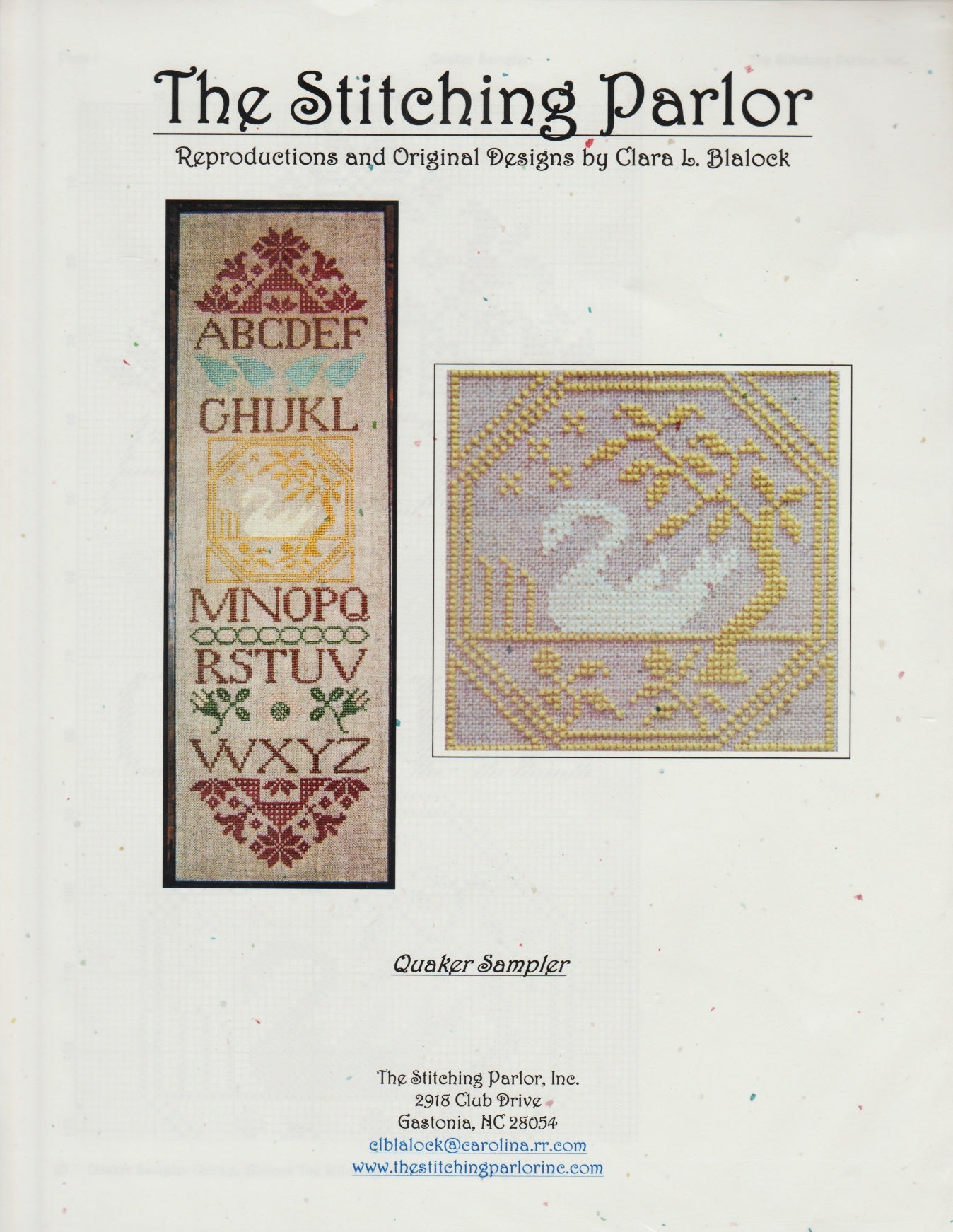 Stitching Parlor Quaker Sampler cross stitch pattern