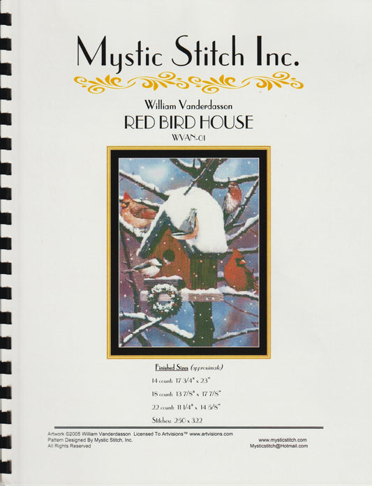 Mystic Stitch Red Bird House WVAN-01 cross stitch pattern