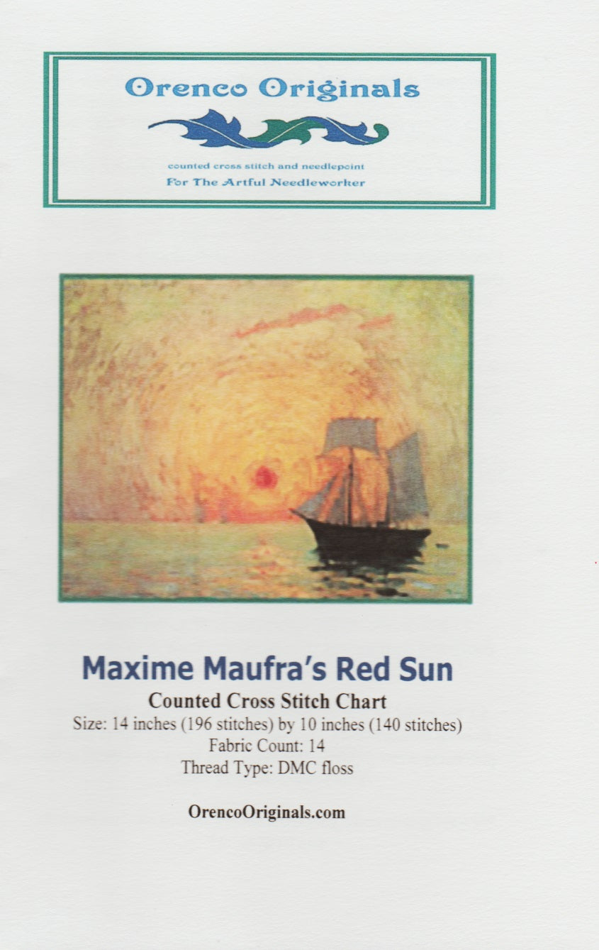 Orenco Originals Red Sun cross stitch boat pattern