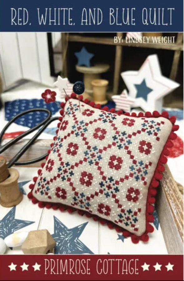 Primrose Cottage Red, White, and Blue Quilt PCS-127 patriotic cross stitch pattern