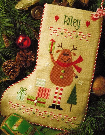 Lizzie Kate Reindeer Stocking 169 christmas stocking cross stitch pattern
