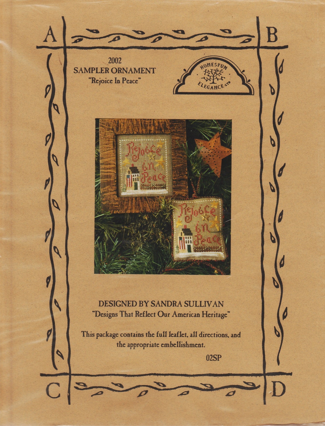 Homespun Elegance Rejoice in Peace 02SP christmas ornament cross stitch pattern