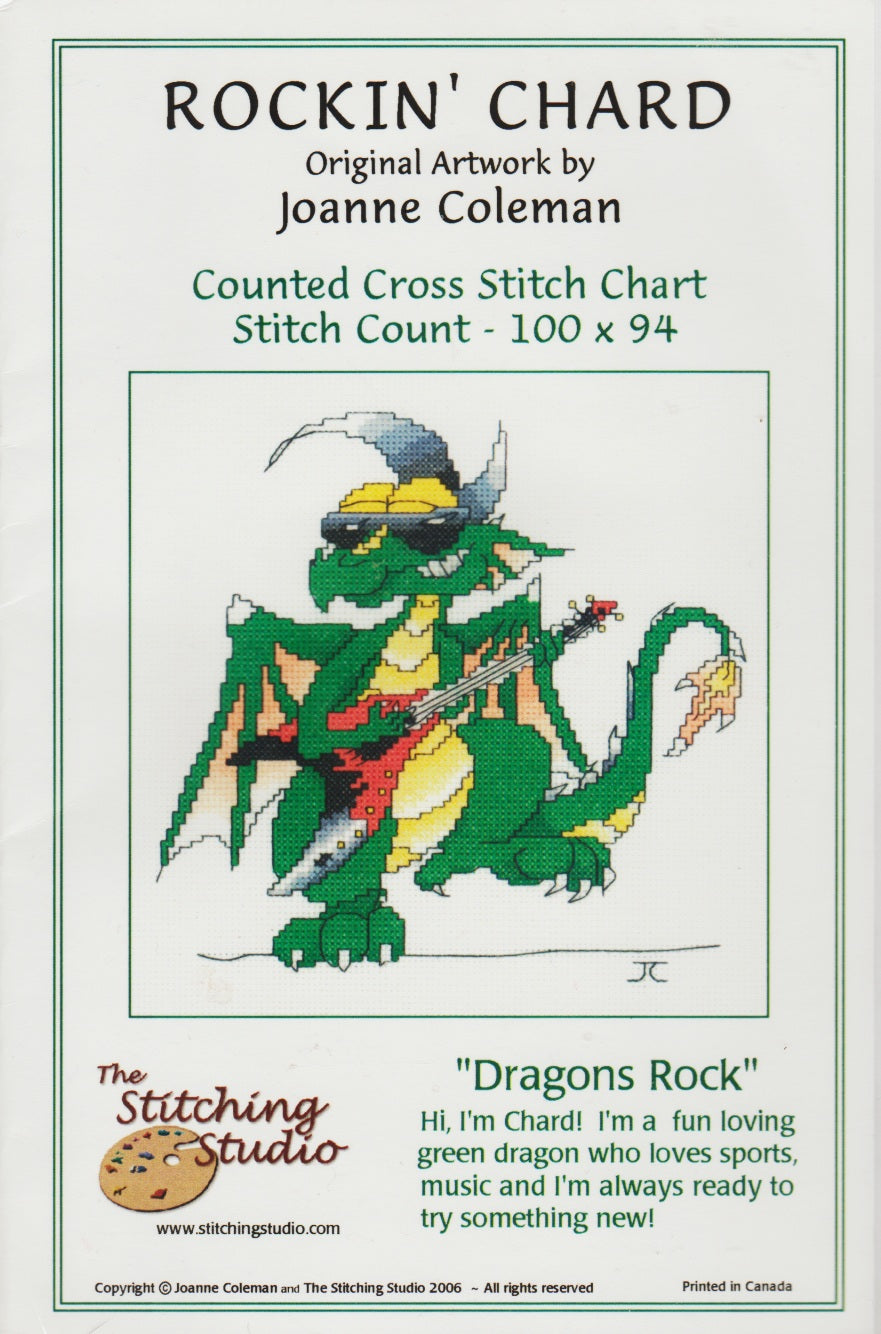The Stitching Studio Rockin' Chard dragon cross stitch pattern