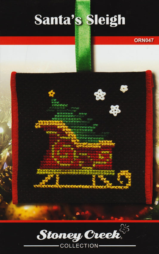 Stoney Creek Santa's Sleigh ORN047 cross stitch christmas ornament pattern