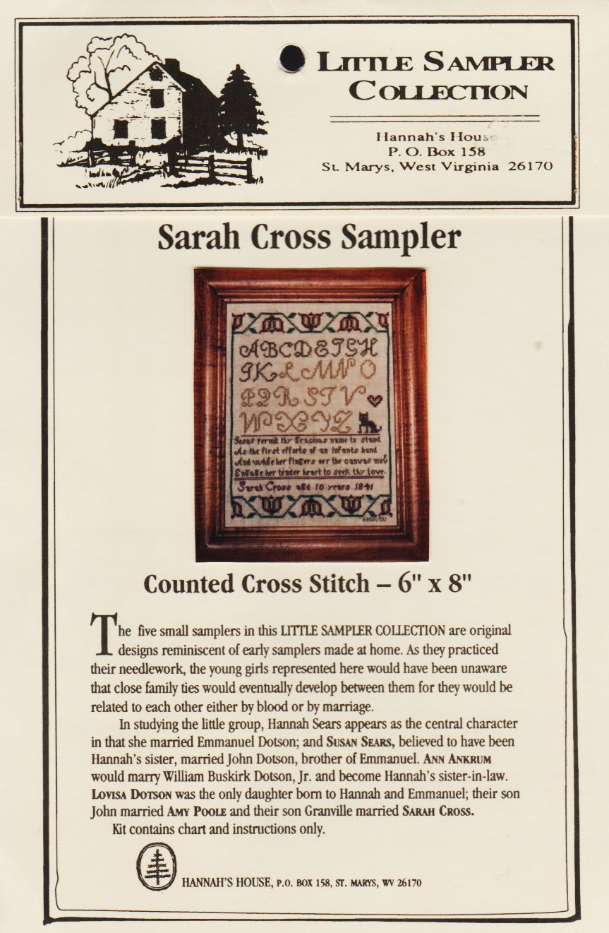 Hannah's House Sarah Cross Sampler cross stitch pattern