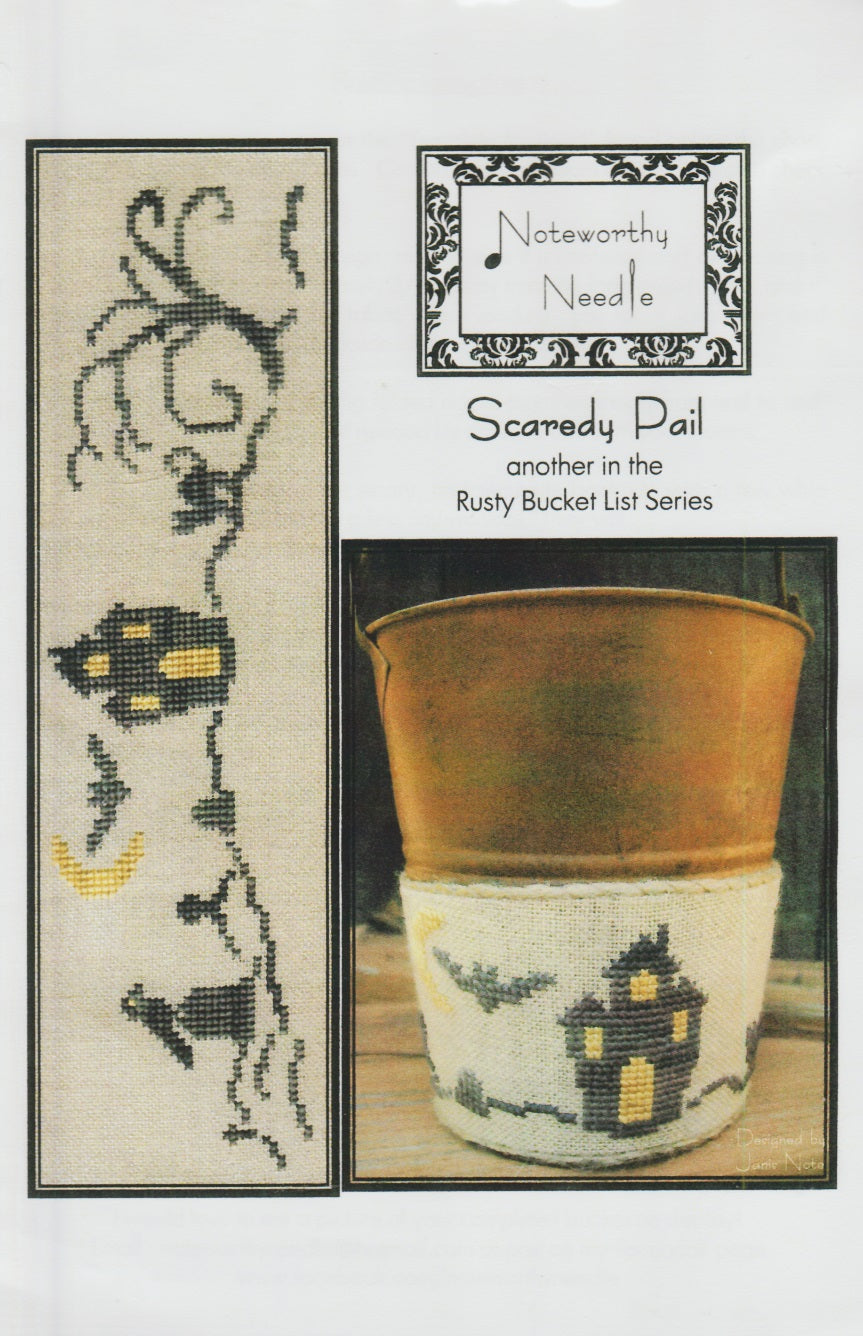Noteworthy Needle Scaredy Pail halloween cross stitch pattern