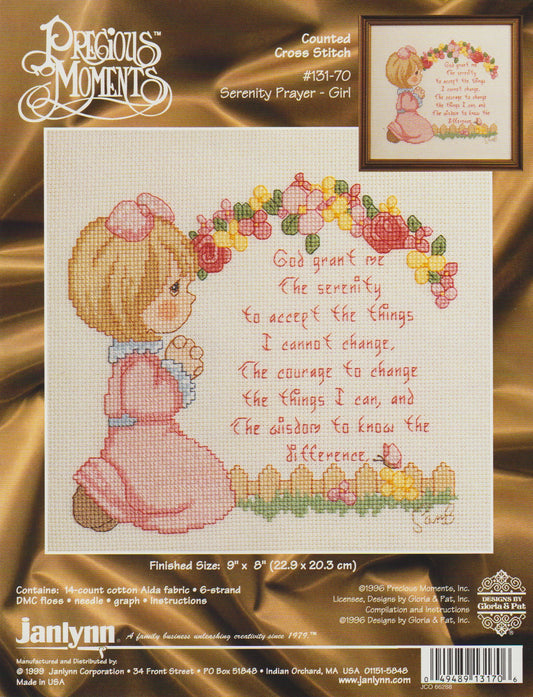 JanLynn Serenity Prayer - Girl Precious Moments cross stitch pattern