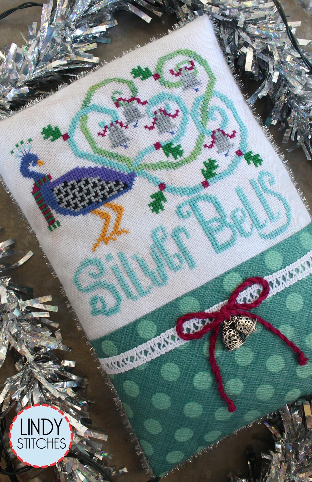 Lindy Stitches Silver Bells cross stitch peacock pattern