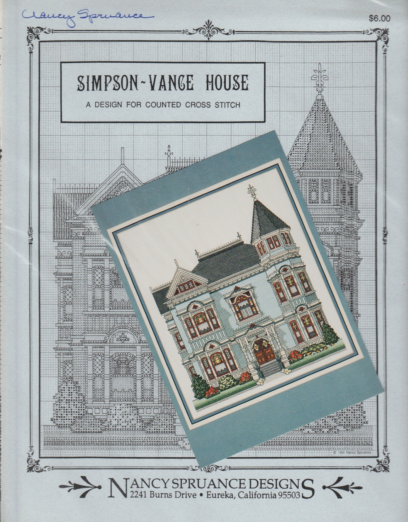 Nancy Spruance Simpson-Vance House Signed cross stitch pattern