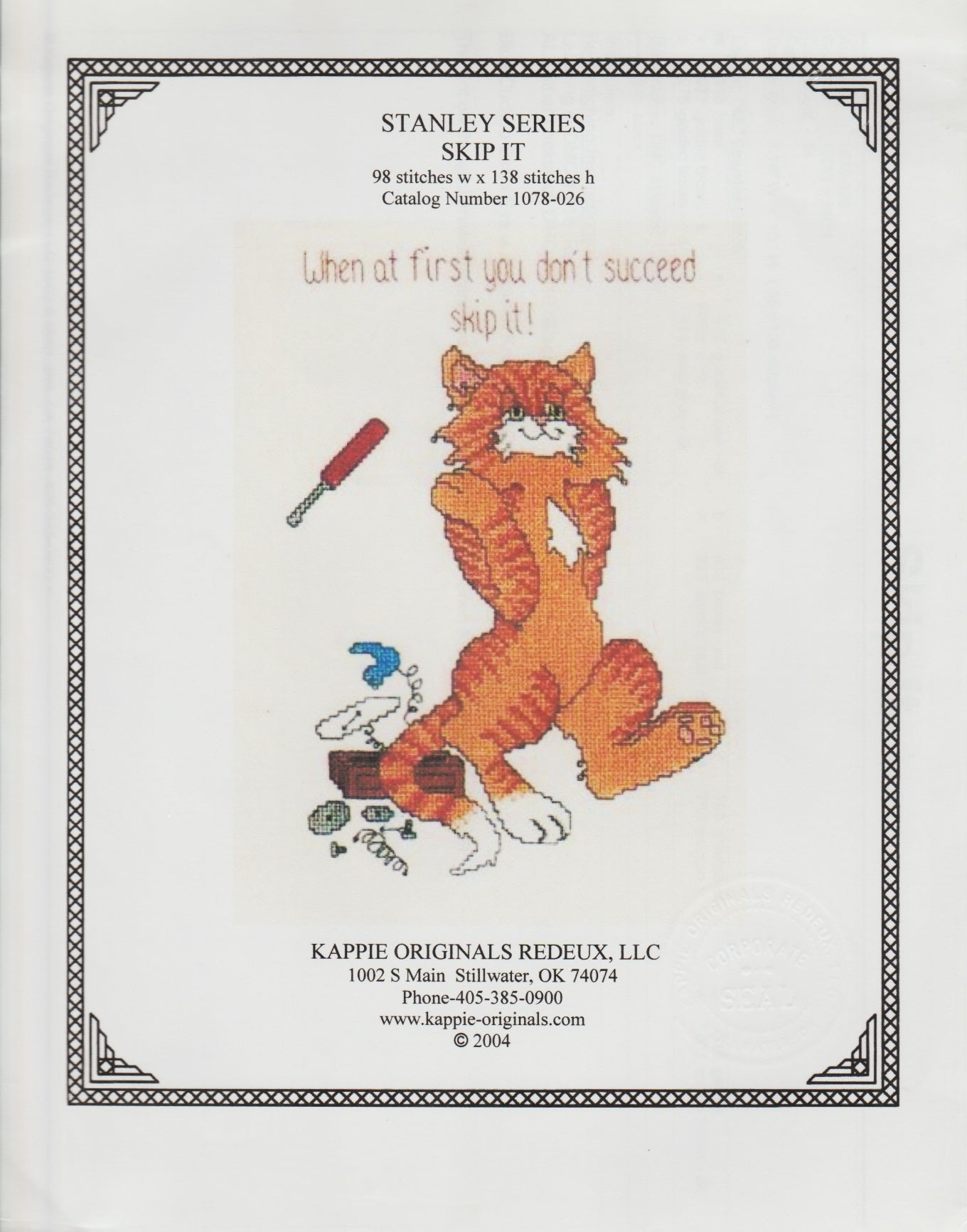 Kappie Originals Skip It 1078-026 cross stitch pattern
