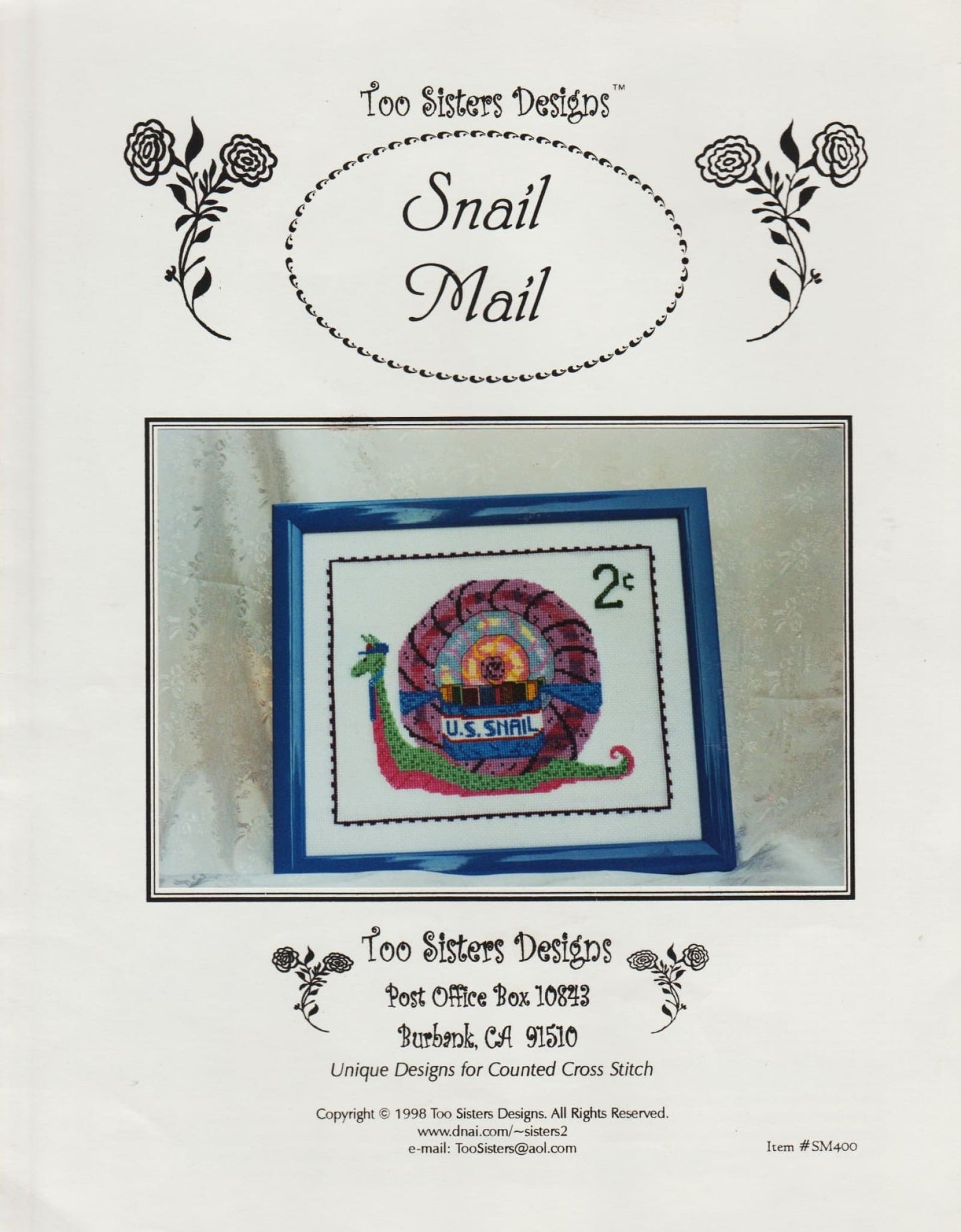 Too Sisters Snail Mail SM400 cross stitch pattern
