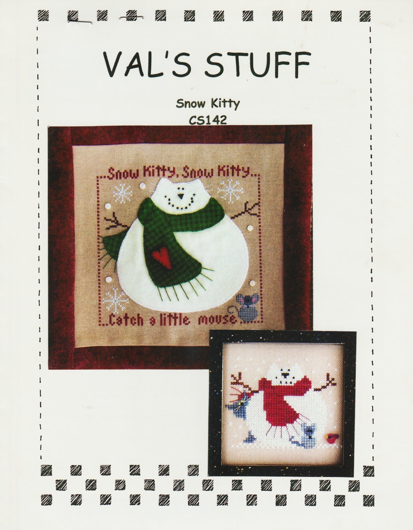 Val's Stuff Snow Kitty CS142 cross stitch pattern