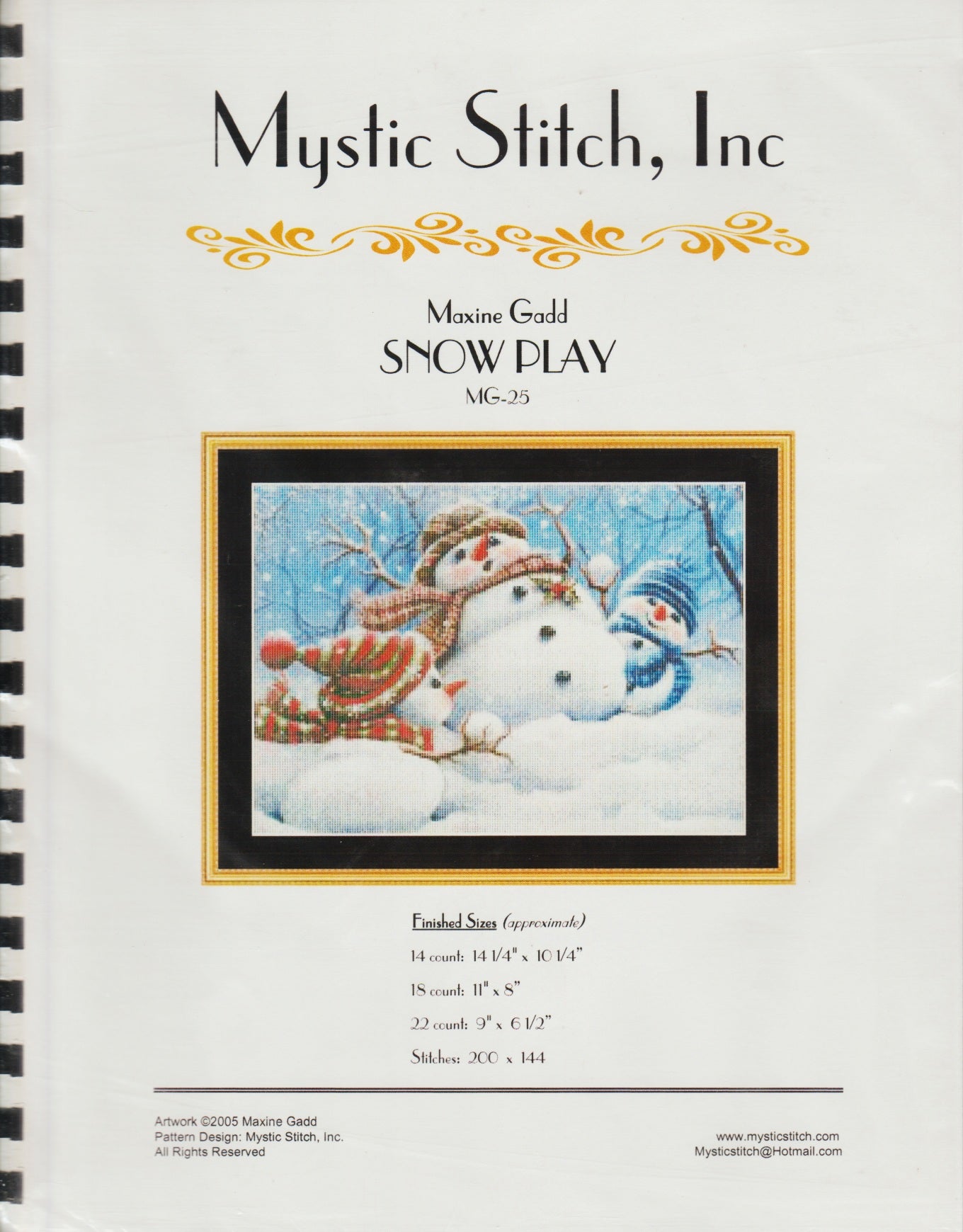 Mystic Stitch Snow Play Maxine Gadd snowman cross stitch pattern