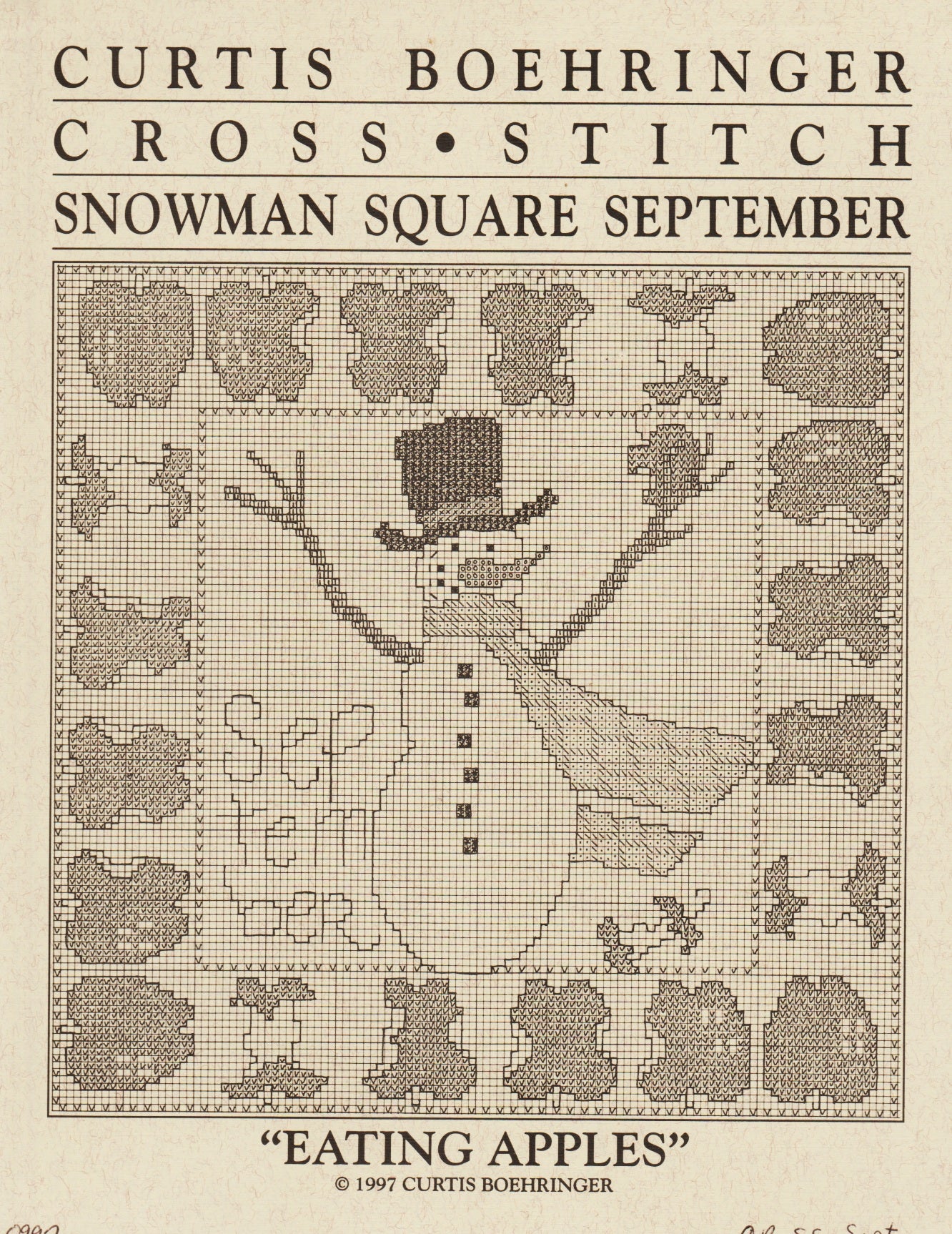 Curtis Boehringer Snowman Square September cross stitch pattern