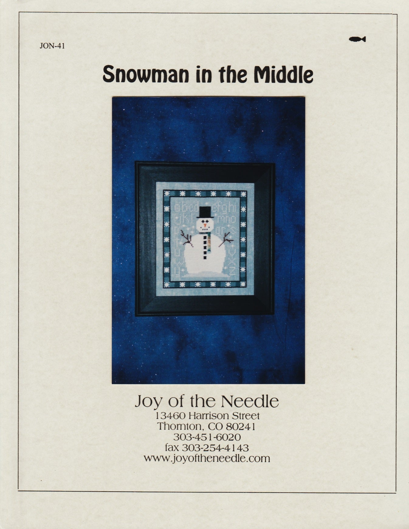 Joy of the Needle Snowman in the Middle cross stitch pattern
