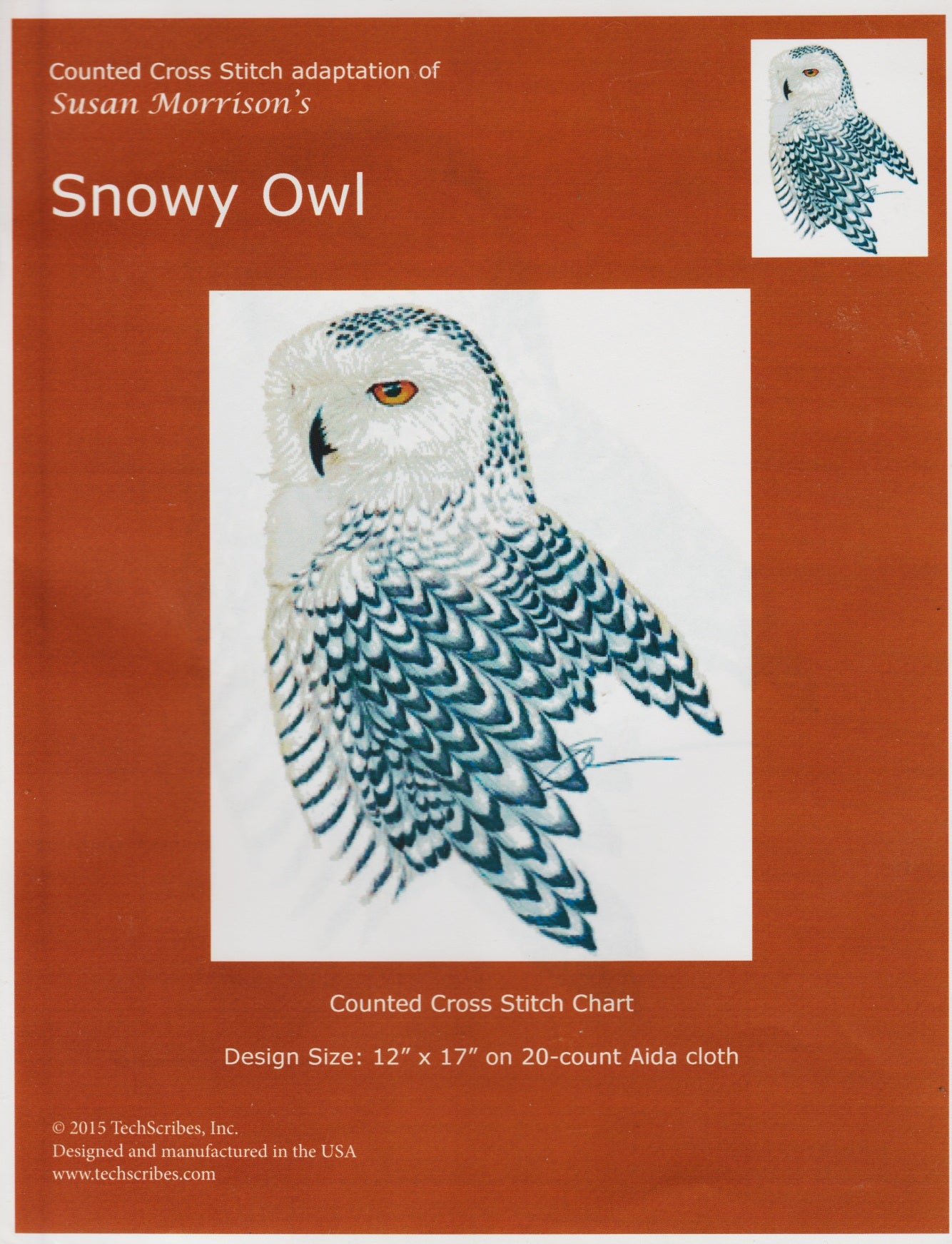 TechScribes Snowy Owl cross stitch pattern