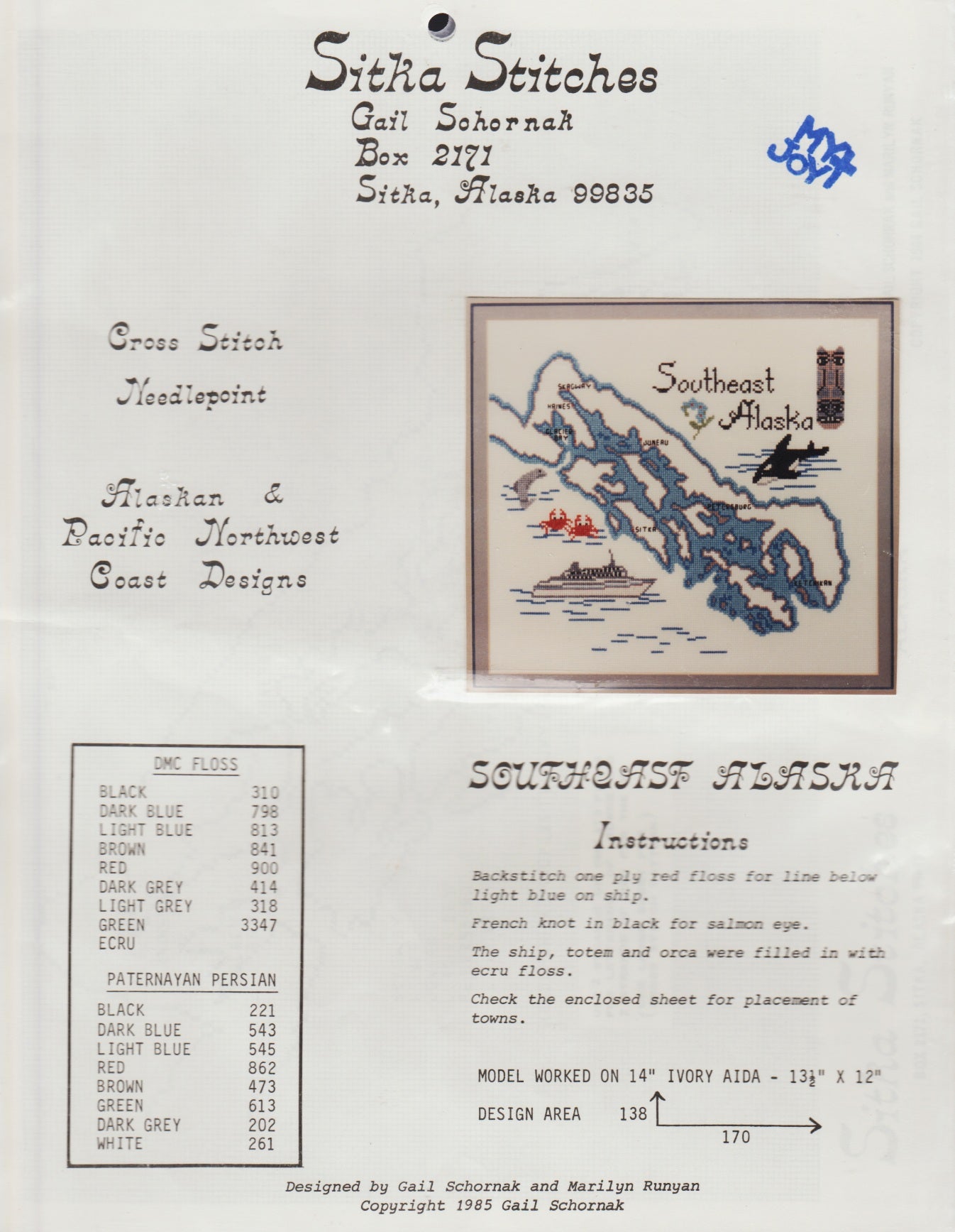 Sitka Stitches Southeast Alaska cross stitch pattern