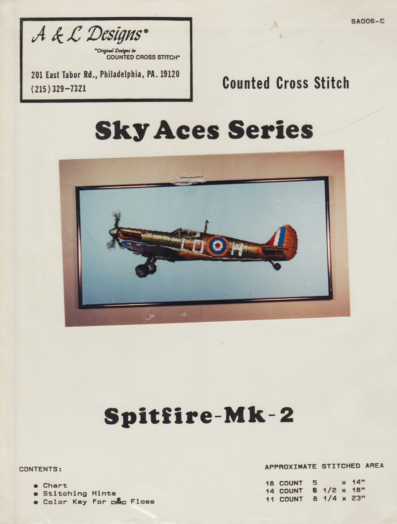 A&L Designs Spitfire MK-2 WWII Airplanes cross stitch pattern