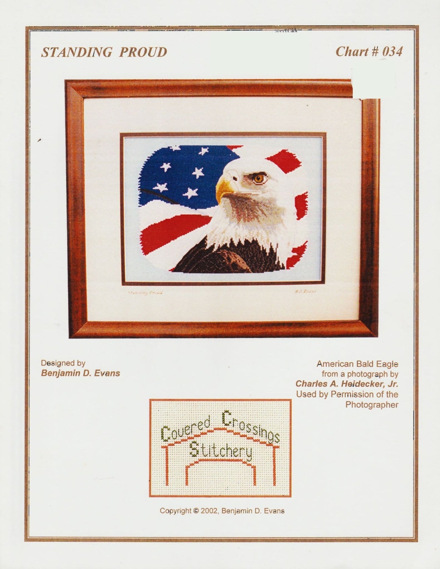 Covered Crossings Stitchery Standing Proud 034 patriotic eagle cross stitch pattern