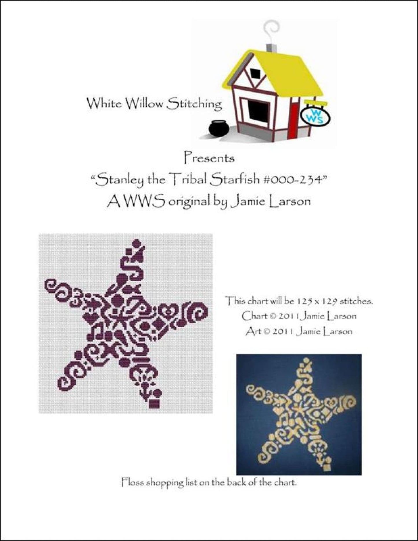 White Willow Stanley the Tribal Starfish 000-234 cross stitch pattern