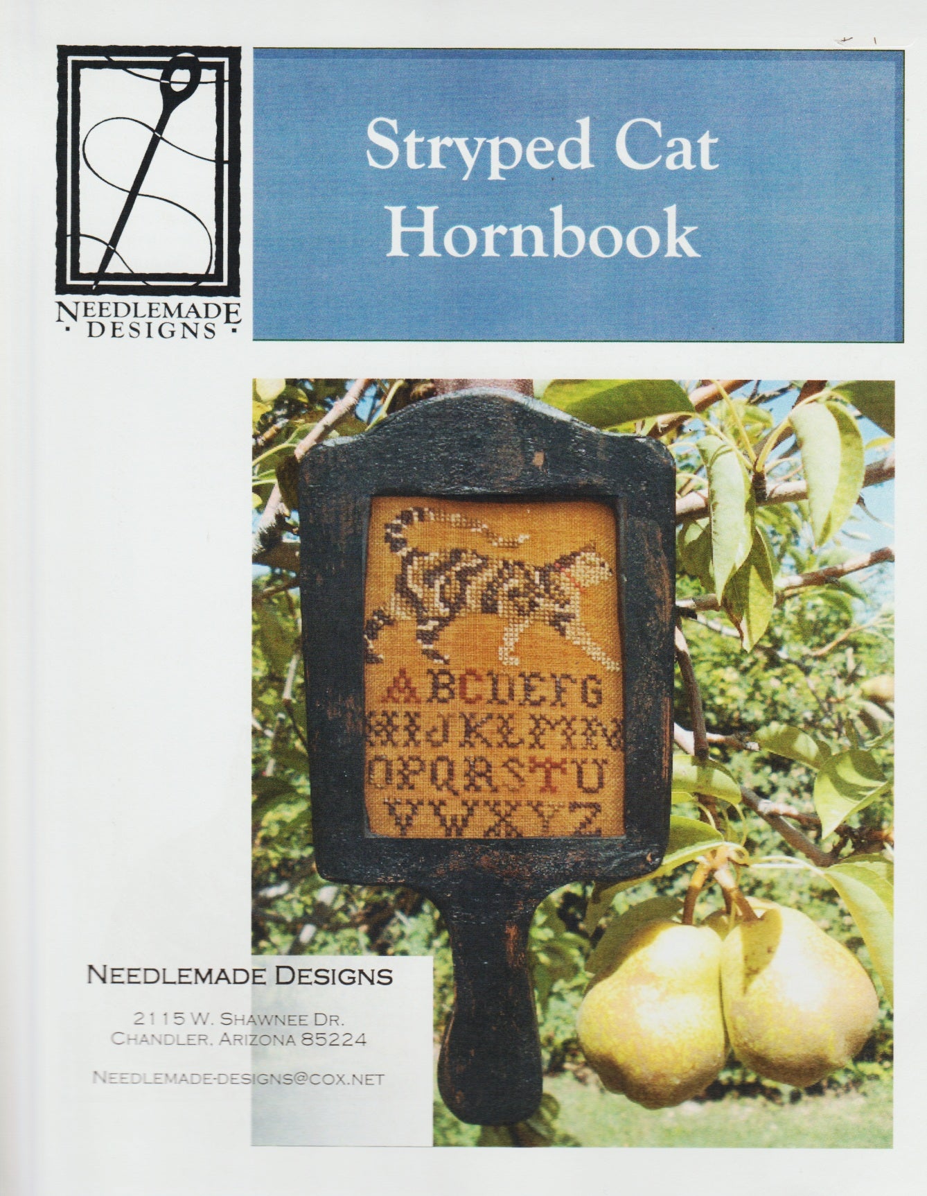 Needlemade Designs Stryped Cat Hornbook cross stitch pattern