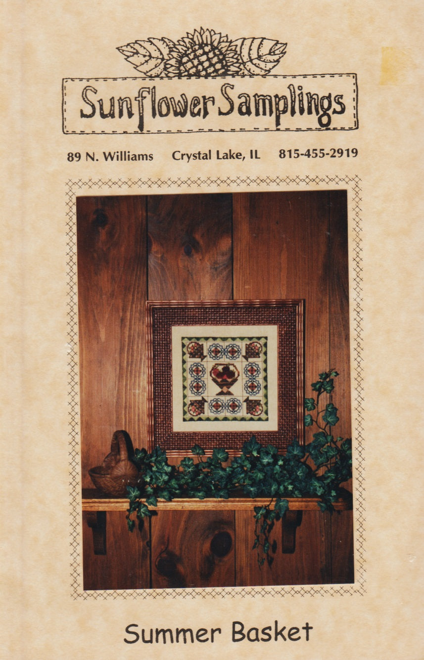 Sunflower Samplings Summer Basket cross stitch pattern