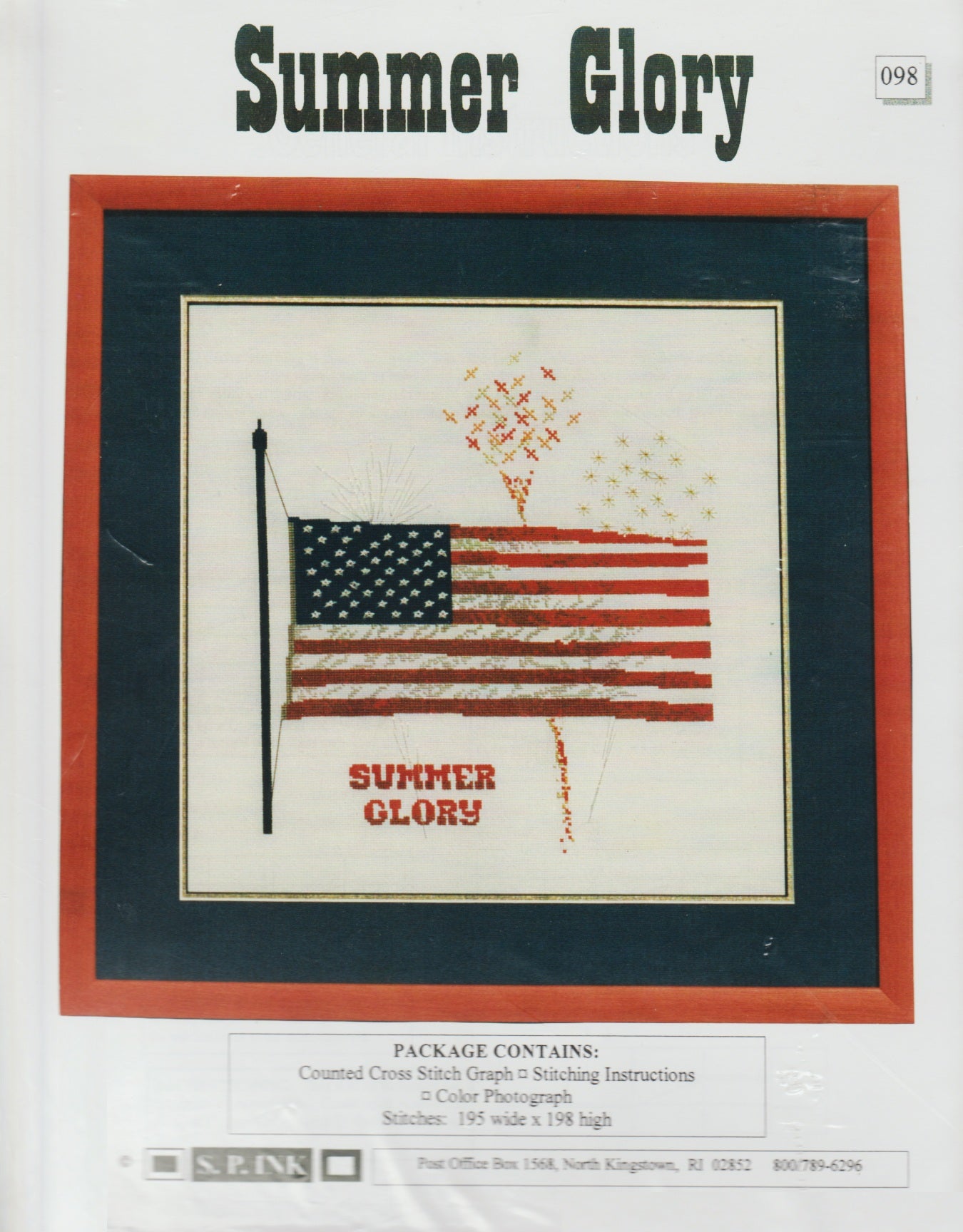 S.P. Ink Summer Glory 098 flag patriotic cross stitch pattern