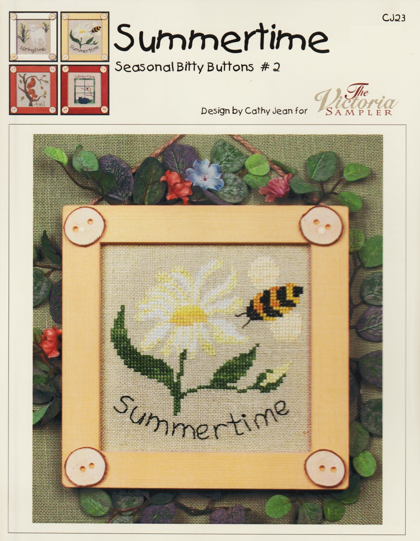 Victoria Sampler Summertime Bitty Buttons #2 cross stitch pattern