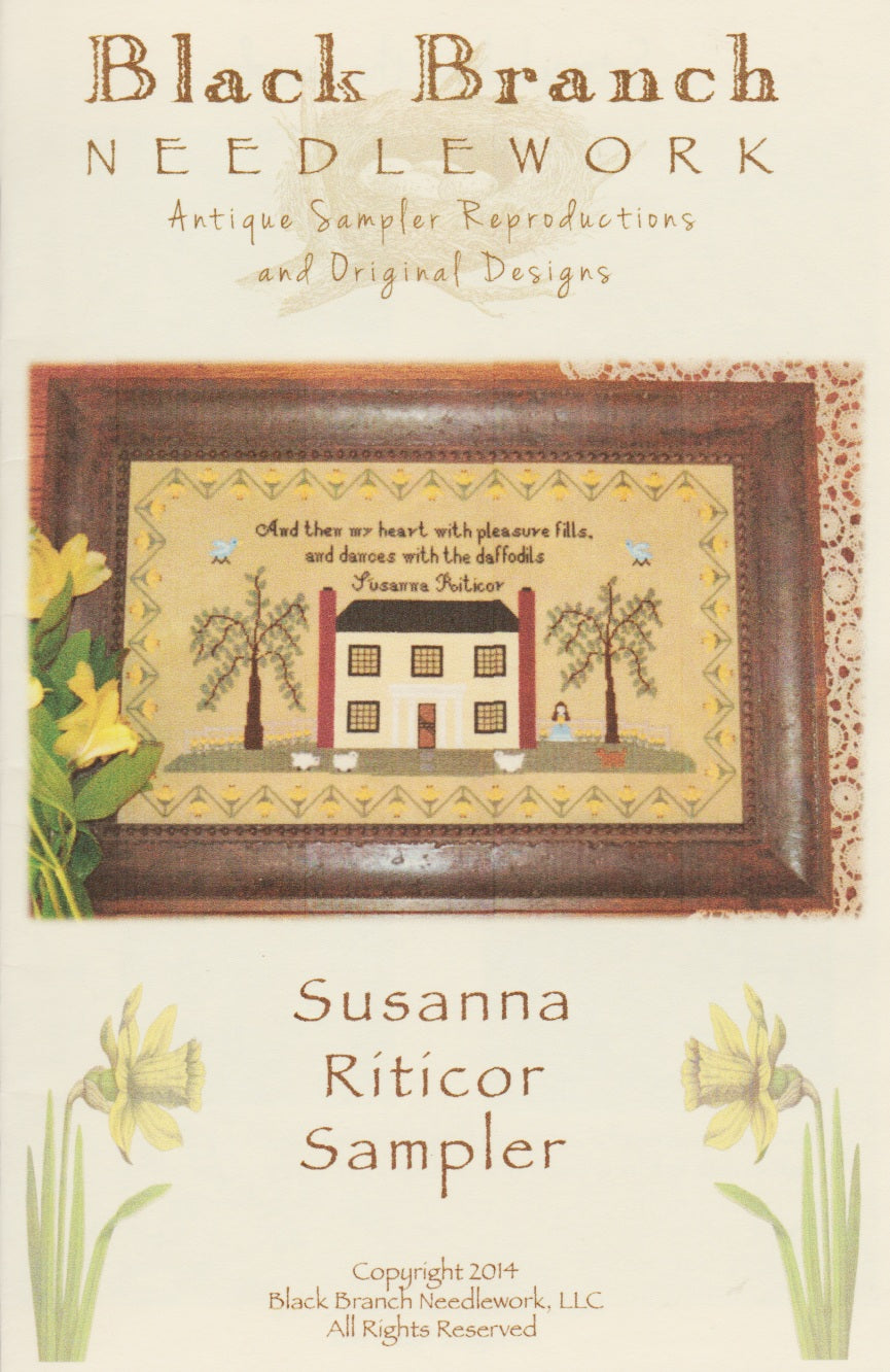 Black Branch Needlework Susanna Riticor Sampler cross stitch pattern