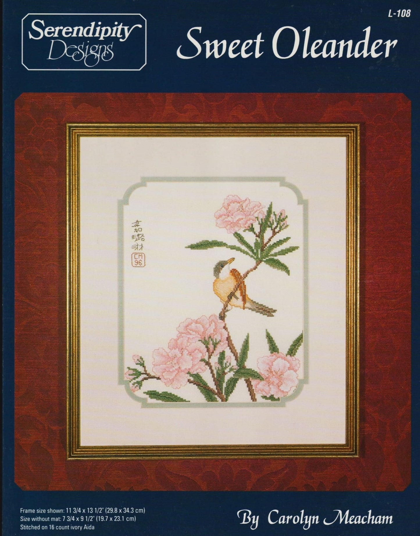 Serendipity Designs Sweet Oleander L-108 flower bird cross stitch pattern