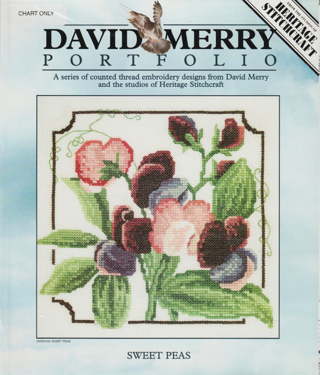 Heritage Stitchcraft Sweet Peas David Merry DMSW455 cross stitch pattern
