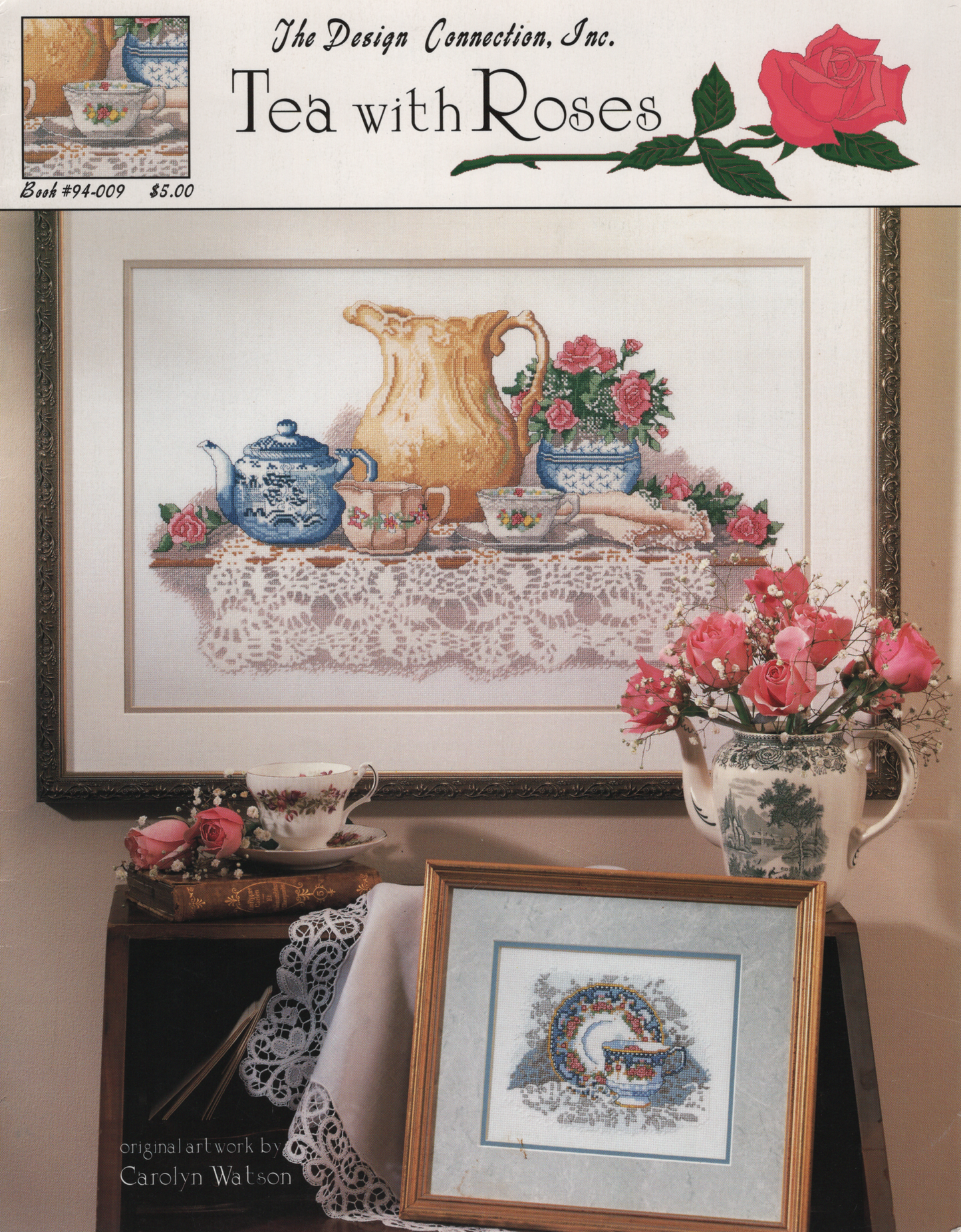 Sesign Connection Teacup with Roses 94-009 cross stitch pattern