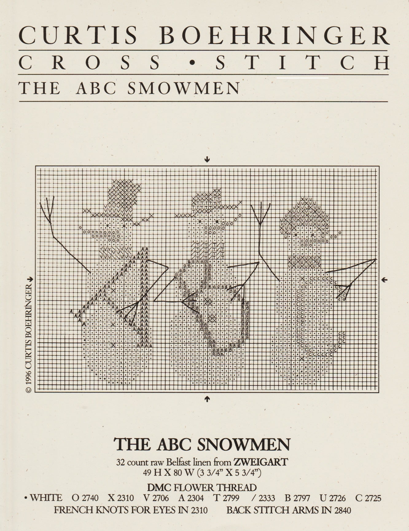 Curtis Boehringer The ABC Snowmen winter cross stitch pattern