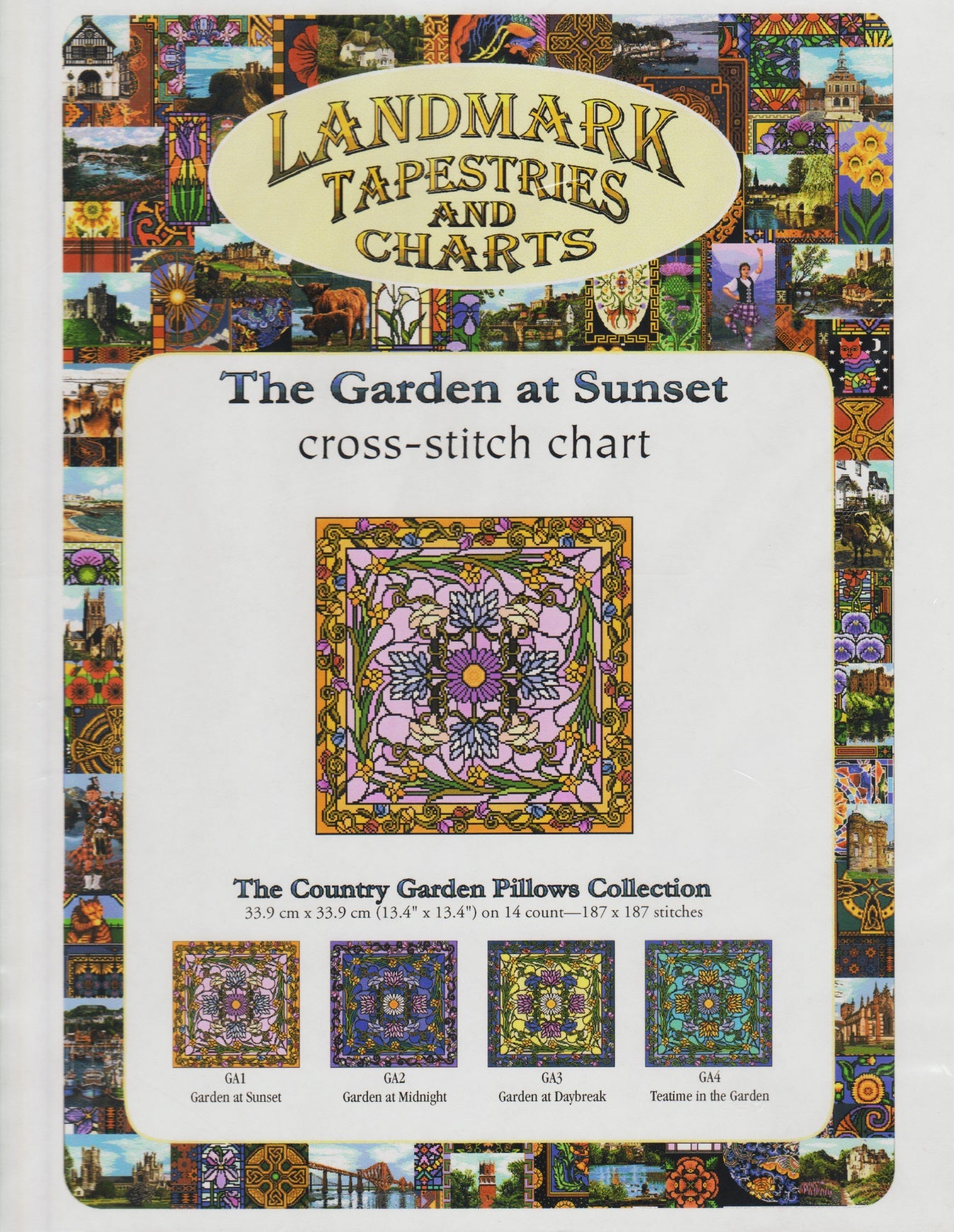 Landmark Tapestries The Garden at Sunset cross stitch pattern