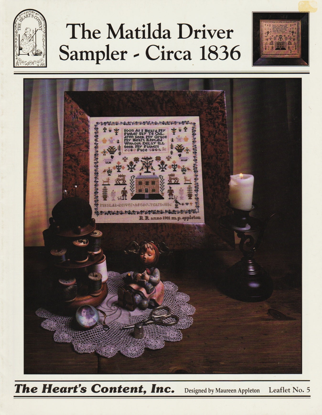 Heart's Content The Matilda Driver Sampler - Circa 1836 Leaflet 5 cross stitch pattern