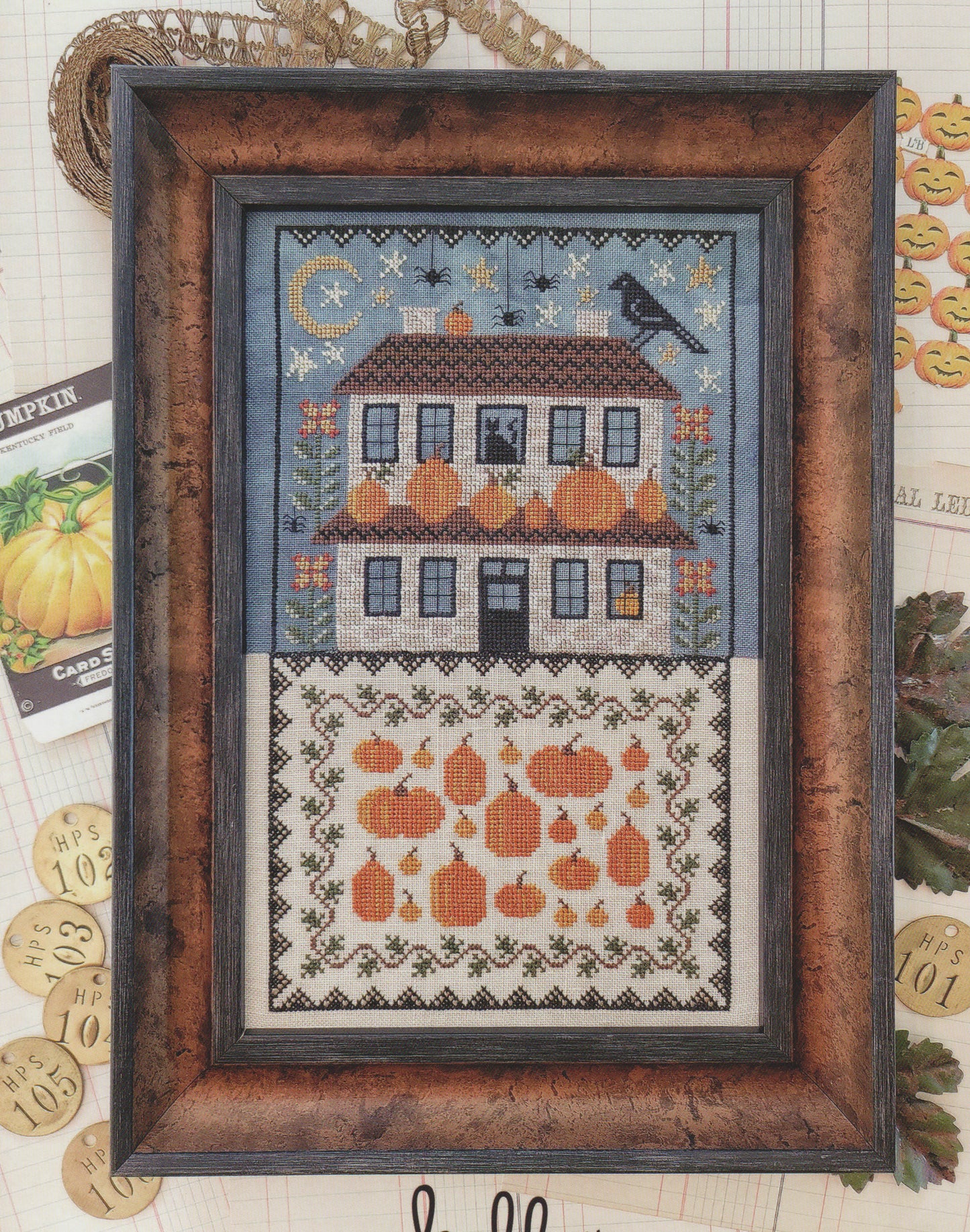 Hello from Liz Mathews The Pumpkin House halloween cross stitch pattern