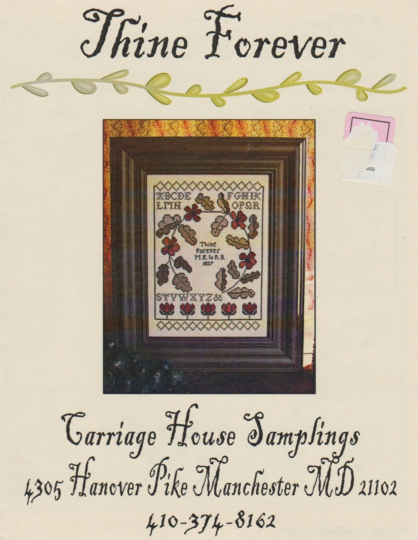 Carriage House Samplers Thine Forever cross stitch pattern