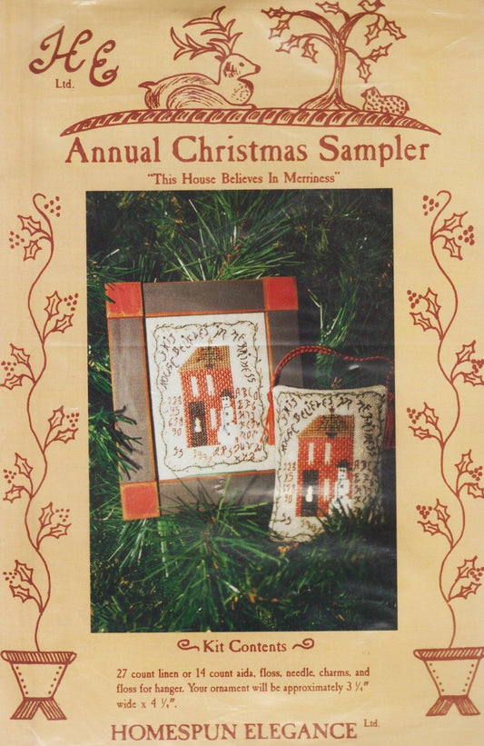 Homespun Elegance Annual Christmas Sampler This House Believes in Merriness cross stitch kit