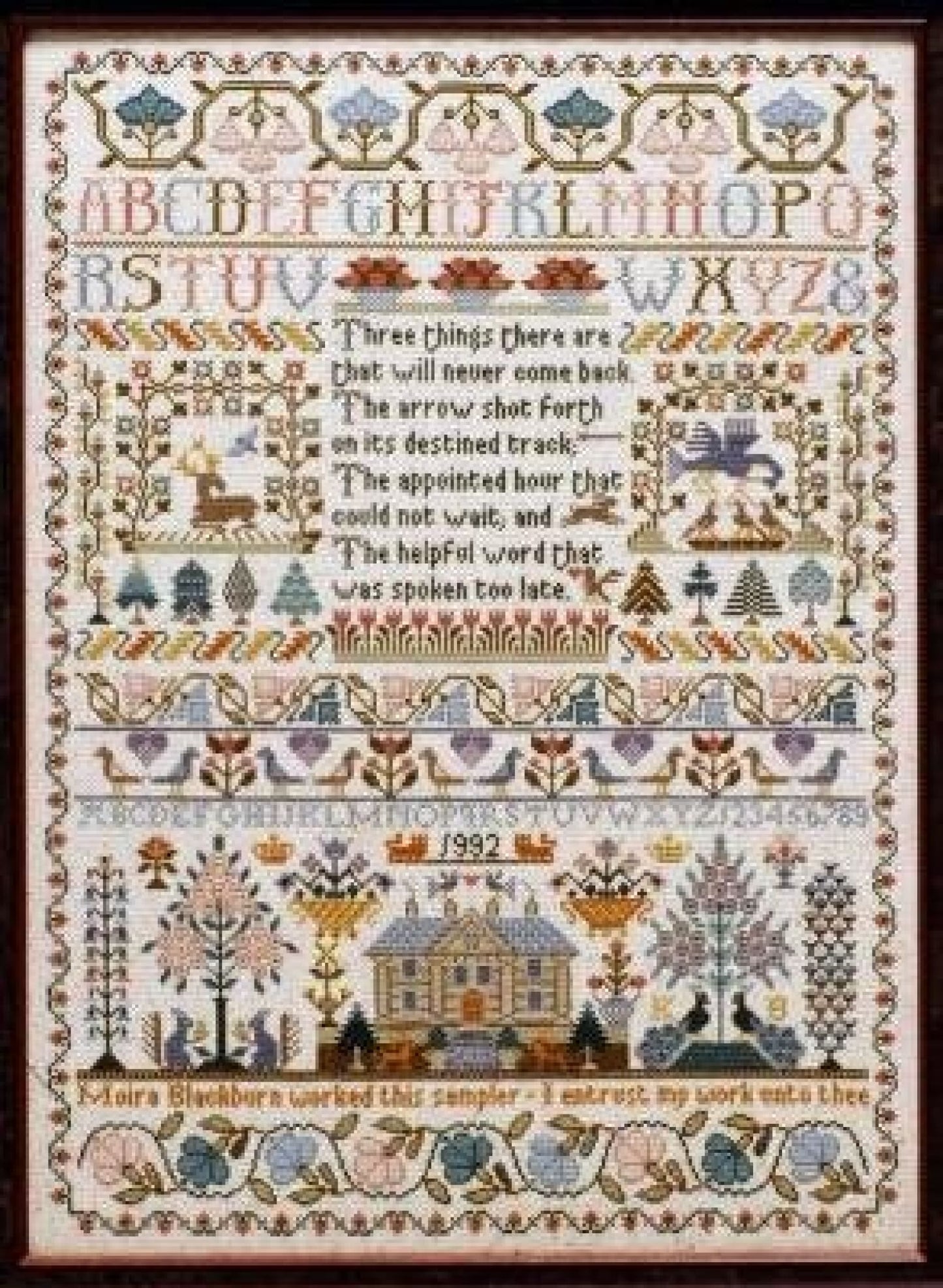 Moira Blackburn Three Things Sampler cross stitch pattern