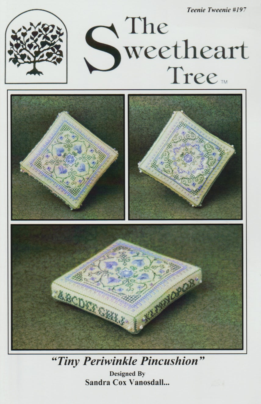 Sweetheart Tree Tiny Periwinkle Pincushion TT197 cross stitch pattern