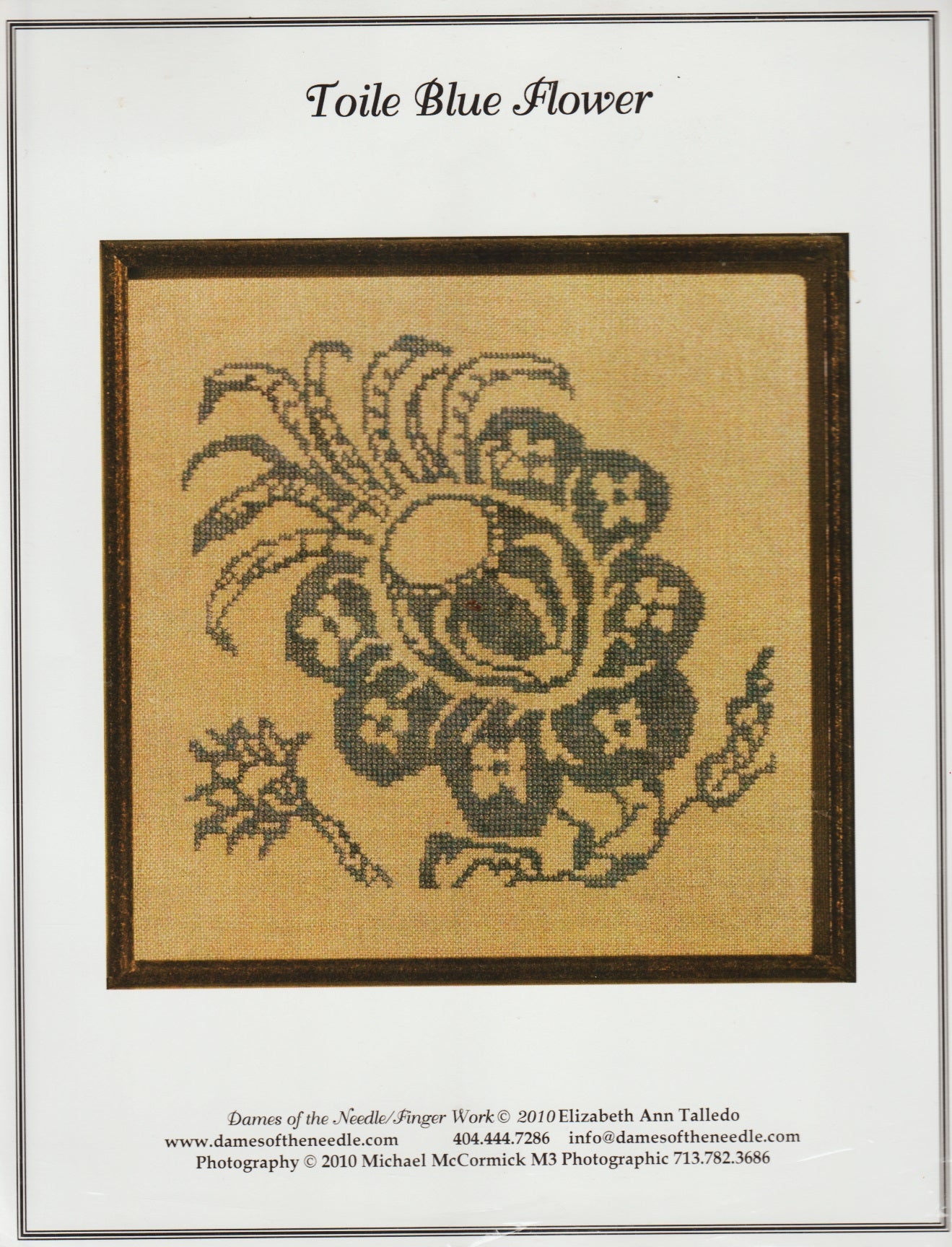 Dames of the Needle Toile Blue Flower cross stitch pattern