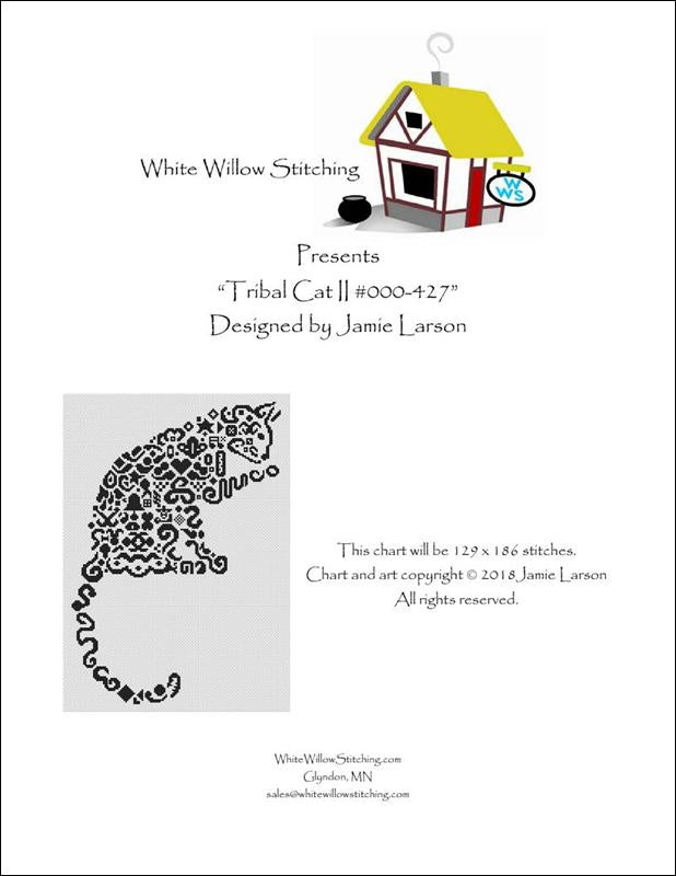 White Willow Tribal Cat II 000-427 cross stitch pattern