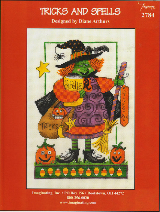 Imaginating Tricks and Spells 2784 Halloween witch cross stitch pattern