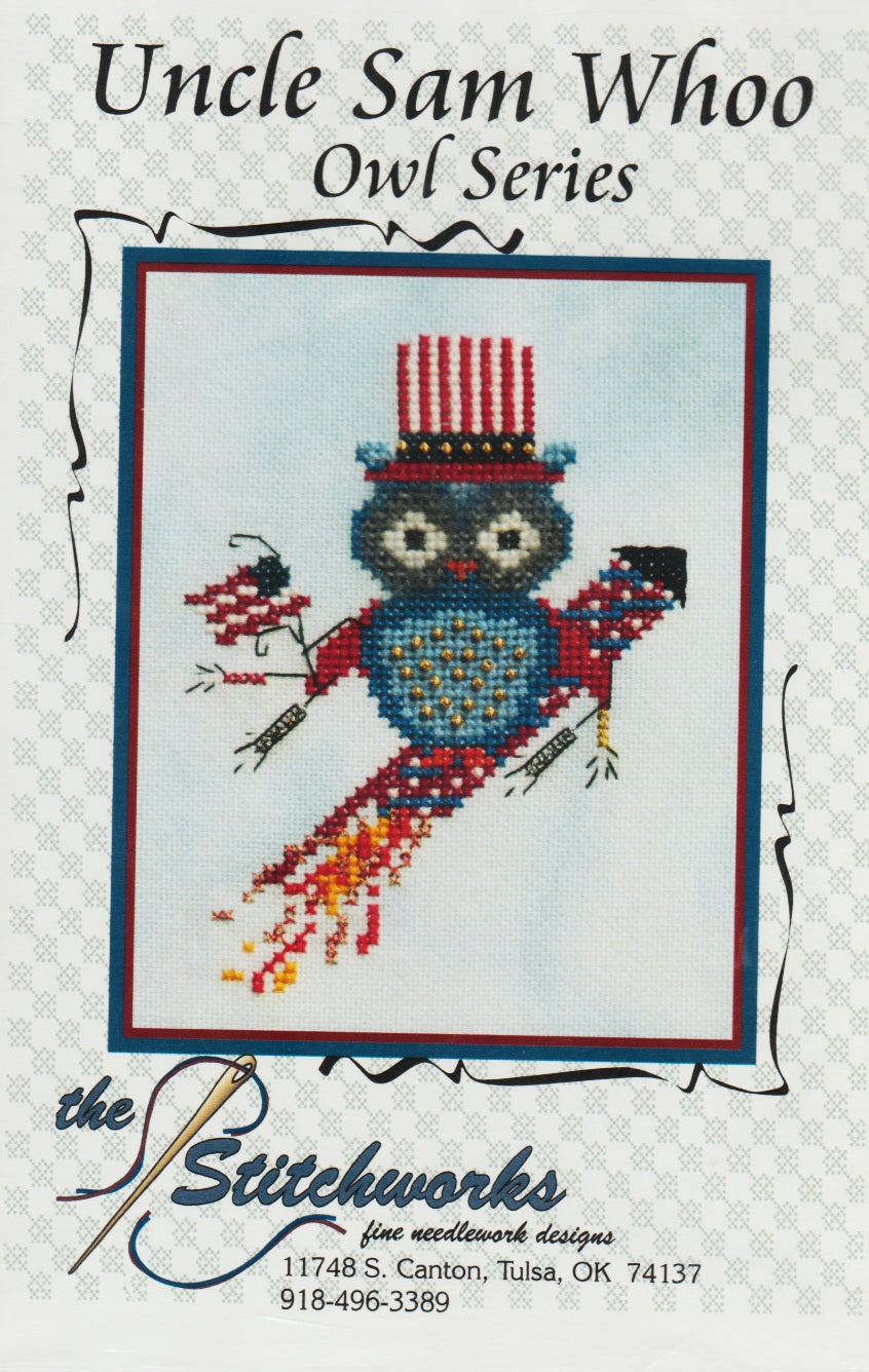 Stitchworks Uncle Sam Whoo patriotic cross stitch pattern